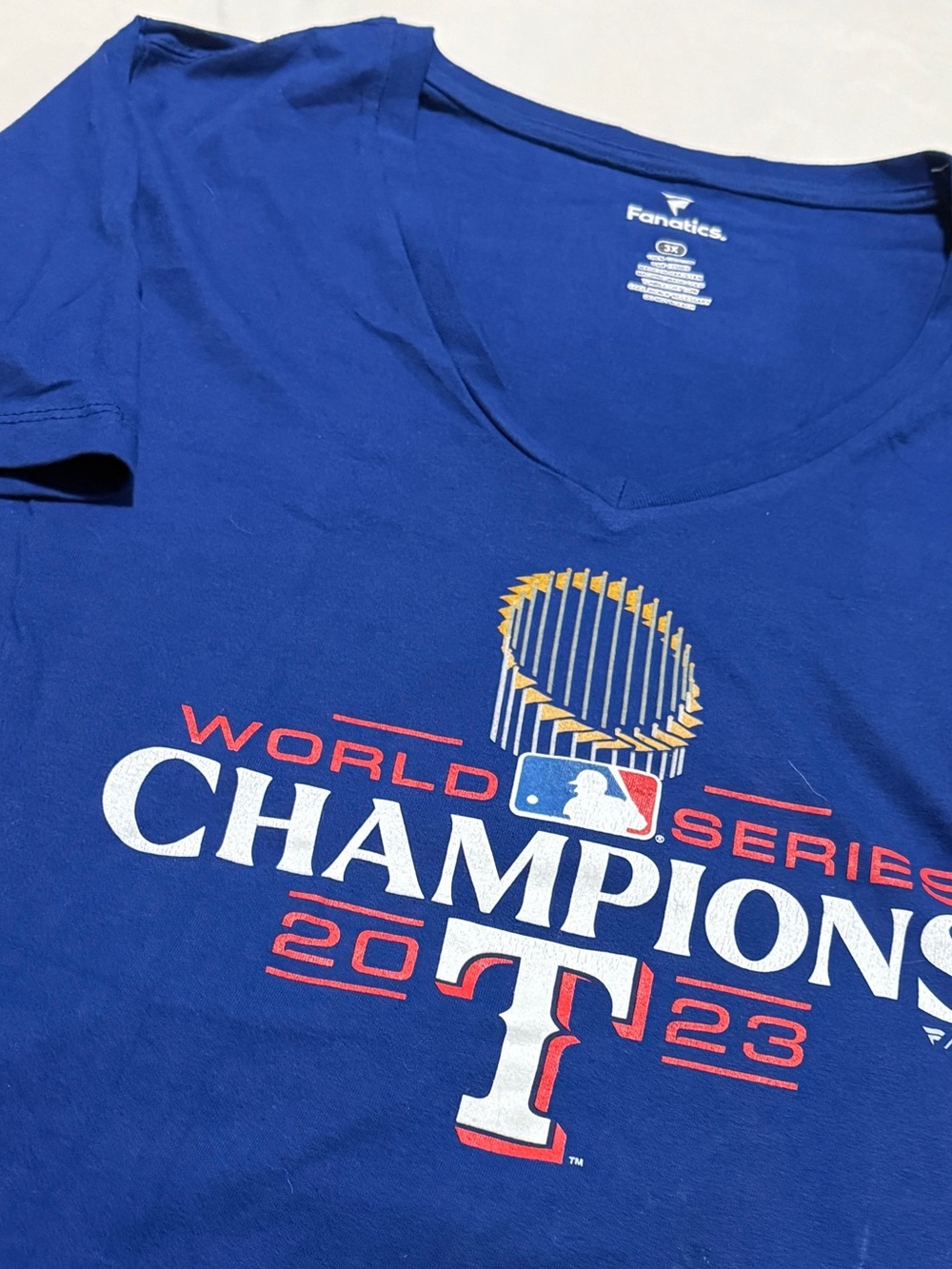 Fanatics Blue Texas Rangers 2023 Champions V-Neck Tee
